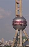 Close up Famous Chinese Attraction - Oriental Pearl Tower at Shanghai China